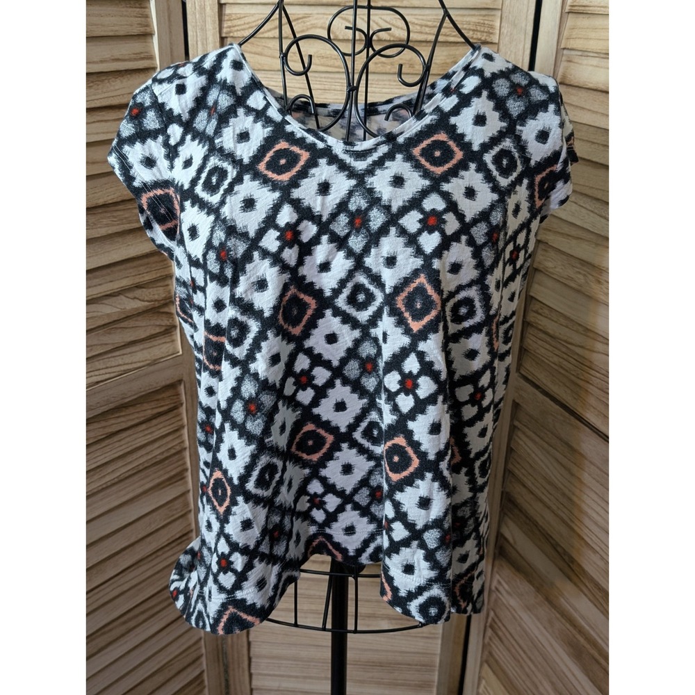 LOFT Vintage Soft Tee Women's Small Tribal Geometric High Low Scoop Neck Top